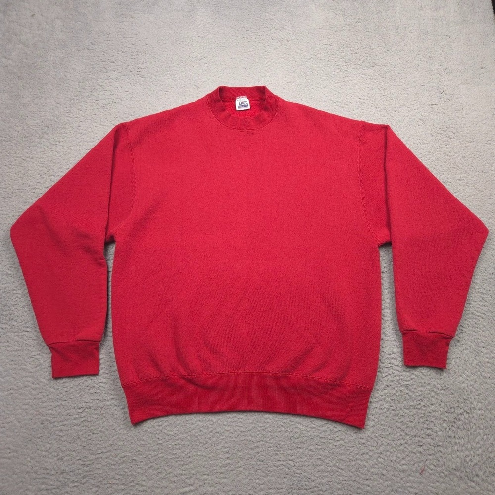 Vintage BVD Crewneck Sweatshirt Men XL Red 50/50 Made in USA Blank Fleece